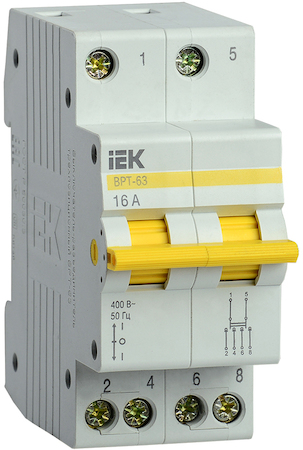 Фото IEK MPR10-2-016 Выключатель-разъединитель трехпозиционный 2п ВРТ-63 16А ИЭК