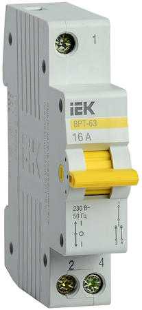 Фото IEK MPR10-1-016 Выключатель-разъединитель трехпозиционный 1п ВРТ-63 16А ИЭК