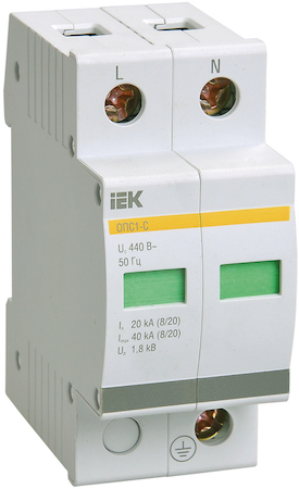 IEK MOP20-2-B Огр-ль имп. перенапр. ОПС1-B 2Р In=30kA Un=400B Im=60kA ИЭК