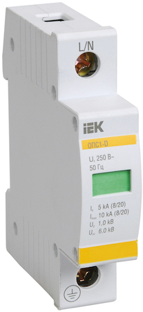 IEK MOP20-1-D Огр-ль имп. перенапр. ОПС1-D 1Р In=5kA Un=230B Im=10kA ИЭК