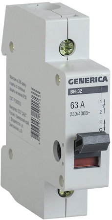 IEK MNV15-1-063 Выключатель нагрузки (мини-рубильник) ВН-32 1Р 63А GENERICA