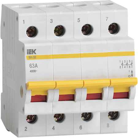 IEK MNV10-4-063 Выключатель нагрузки (мини-рубильник) ВН-32 4Р  63А ИЭК