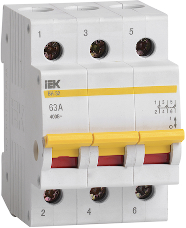 IEK MNV10-3-063 Выключатель нагрузки (мини-рубильник) ВН-32 3Р  63А ИЭК