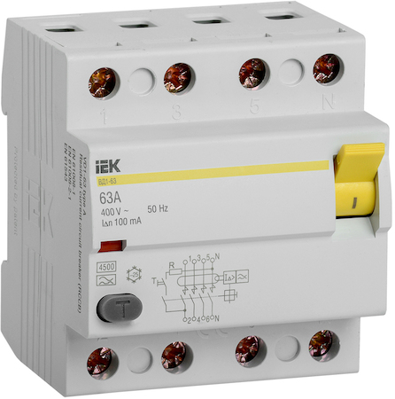 IEK MDV11-4-063-100 УЗО ВД1-63 4Р 63А 100мА тип А ИЭК