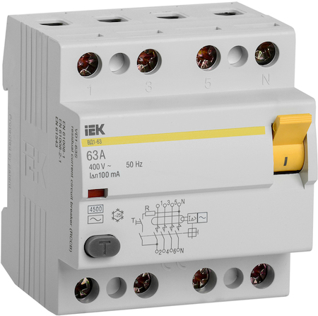 IEK MDV10-4-063-100 УЗО ВД1-63 4Р 63А 100мА ИЭК