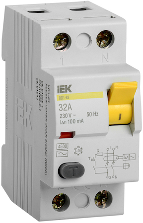 IEK MDV10-2-032-100 УЗО ВД1-63 2Р 32А 100мА ИЭК