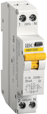 IEK MAD32-5-016-C-30 АВДТ32М С16 30мА - Автоматический Выключатель Диф. Тока ИЭК