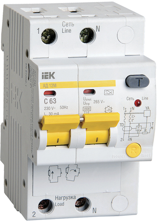 IEK MAD12-2-063-C-030 Диф.автомат АД12М 2Р С63  30мА ИЭК