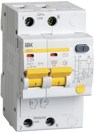 IEK MAD10-2-025-C-030 Диф.автомат АД12 2Р 25А  30мА ИЭК