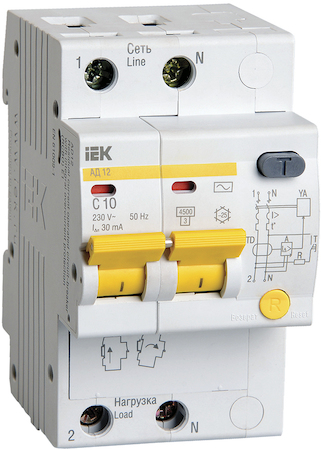 IEK MAD10-2-010-C-030 Диф.автомат АД12 2Р 10А  30мА ИЭК