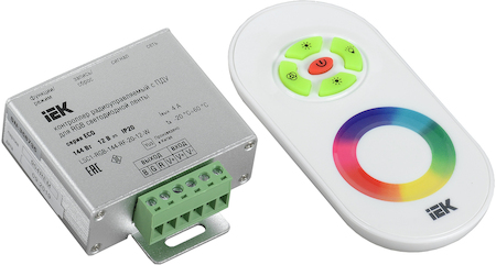 LSC1-RGB-144-RF-20-12-W Контроллер с ПДУ радио RGB 3 канала 12В 4А 144Вт белый IEK