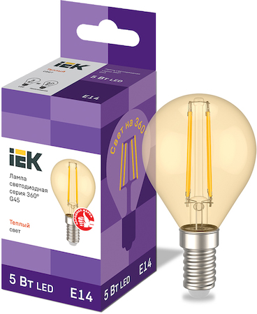 LLF-G45-5-230-30-E14-CLG Лампа LED G45 золото 5Вт 230В 2700К E14 серия 360° IEK
