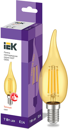 LLF-CB35-7-230-30-E14-CLG Лампа LED CВ35 золото 7Вт 230В 2700К E14 серия 360° IEK