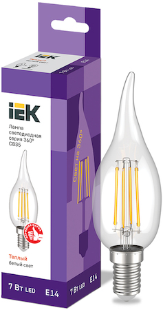 LLF-CB35-7-230-30-E14-CL Лампа LED CВ35 7Вт 230В 3000К E14 серия 360° IEK