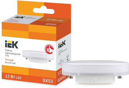 LLE-T80-12-230-30-GX53 Лампа светодиодная ECO T75 таблетка 12Вт 230В 3000К GX53 IEK