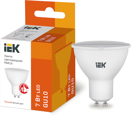 LLE-PAR16-7-230-30-GU10 Лампа светодиодная ECO PAR16 софит 7Вт 230В 3000К GU10 IEK