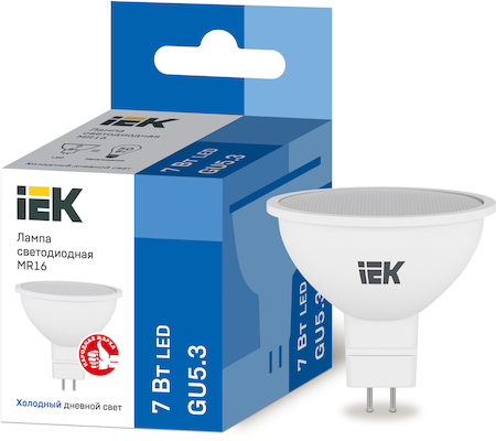 LLE-MR16-7-230-65-GU5 Лампа светодиодная ECO MR16 софит 7Вт 230В 6500К GU5.3 IEK