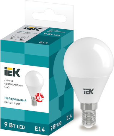 LLE-G45-9-230-40-E14 Лампа светодиодная ECO G45 шар 9Вт 230В 4000К E14 IEK