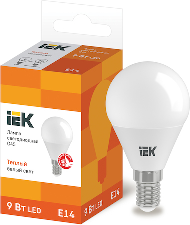 LLE-G45-9-230-30-E14 Лампа светодиодная ECO G45 шар 9Вт 230В 3000К E14 IEK