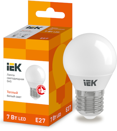 LLE-G45-7-230-30-E27 Лампа светодиодная ECO G45 шар 7Вт 230В 3000К E27 IEK