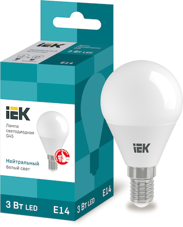 LLE-G45-3-230-40-E14 Лампа светодиодная ECO G45 шар 3Вт 230В 4000К E14 IEK