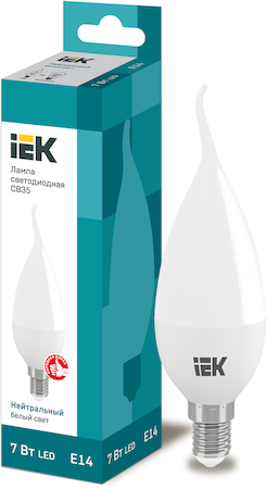 LLE-CB35-7-230-40-E14 Лампа светодиодная ECO CB35 свеча на ветру 7Вт 230В 4000К E14 IEK