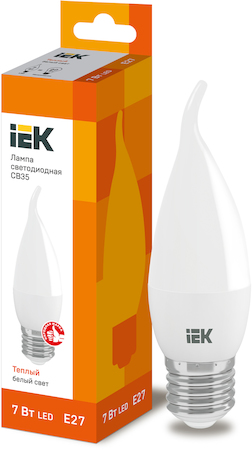 LLE-CB35-7-230-30-E27 Лампа светодиодная ECO CB35 свеча на ветру 7Вт 230В 3000К E27 IEK