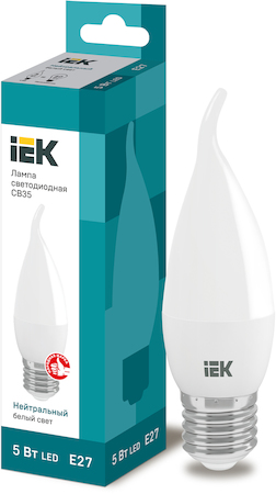 LLE-CB35-5-230-40-E27 Лампа светодиодная ECO CB35 свеча на ветру 5Вт 230В 4000К E27 IEK