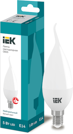 LLE-CB35-5-230-40-E14 Лампа светодиодная ECO CB35 свеча на ветру 5Вт 230В 4000К E14 IEK