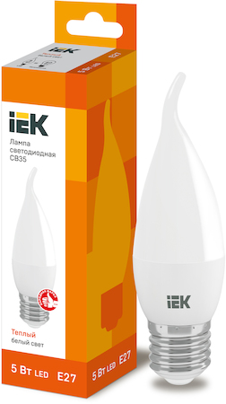 LLE-CB35-5-230-30-E27 Лампа светодиодная ECO CB35 свеча на ветру 5Вт 230В 3000К E27 IEK