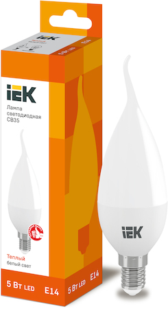 LLE-CB35-5-230-30-E14 Лампа светодиодная ECO CB35 свеча на ветру 5Вт 230В 3000К E14 IEK