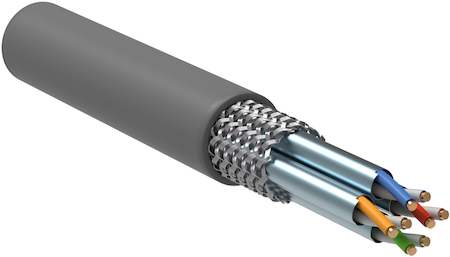 IEK LC1-C6A04-611 ITK Кабель связи витая пара S/FTP, кат.6A 4х2х23AWG solid, ПВХ, 305м, серый