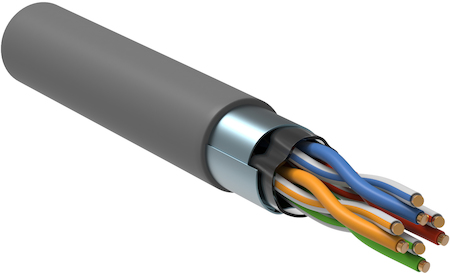 IEK LC1-C5E04-321 ITK Кабель связи витая пара F/UTP, кат.5E 4x2х24AWG solid, LSZH, 305м, серый