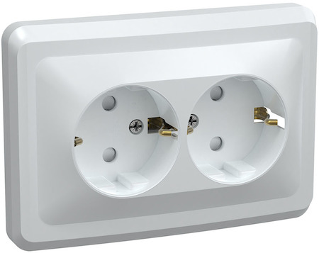 ERV21-K01-16-DM РС-12-3-ВБ Розетка 2 местн. с з/к без защ.штор. 16 А ВЕГА (белый) IEK