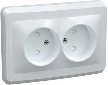 ERV20-K01-10-DM РС-12-2-ВБ Розетка 2 местн. без з/к без защ.штор. 10 А ВЕГА (белый) IEK