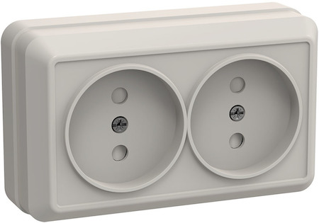 IEK ERO23-K33-10-DC РСш22-2-ОКм Розетка 2местн. без з/к с защ. штор.10А откр.уст. ОКТАВА (кремовый)