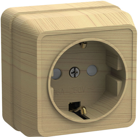 IEK ERO14-K03-16-DC РСш20-3-ОС Розетка 1местн. c з/к с защ.штор. 16А откр.уст. ОКТАВА (сосна)