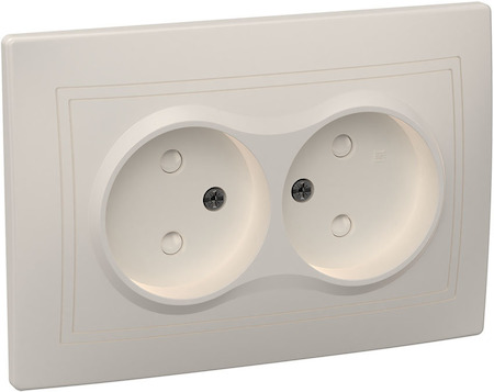 IEK ERK20-K33-10-DM РСш12-2-ККм Розетка 2местн. без з/к с защ.штор. 10А КВАРТА (кремовый)