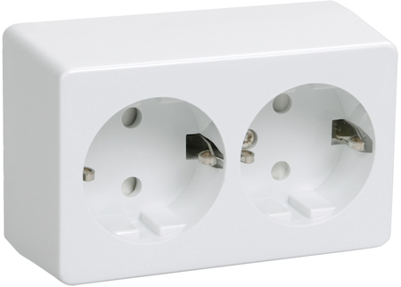 IEK ERB21-K30-16-DC РС22-3-БК Розетка двухместная с з/к для открытой установки 