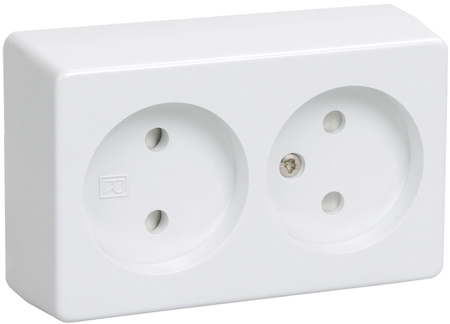 IEK ERB20-K01-10-DC РС22-2-ББ Розетка двухместная без з/к для открытой установки 