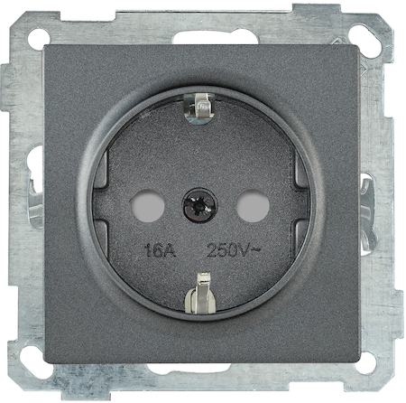 ERB14-K95-16 РС14-1-0-Б Розетка с з/к с з/ш 16А BOLERO антрацит IEK