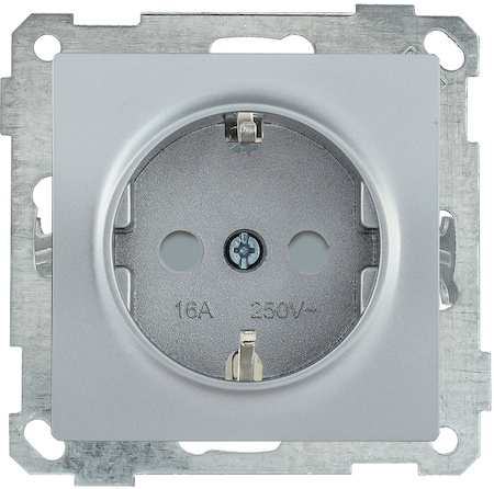 ERB14-K23-16 РС14-1-0-Б Розетка с з/к с з/ш 16А BOLERO серебряный IEK
