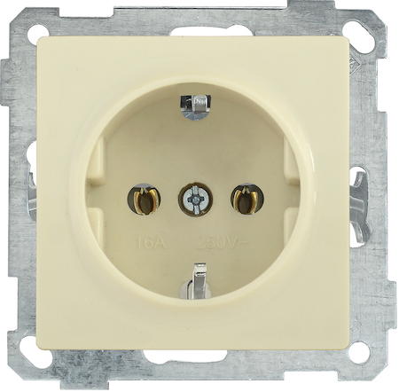 ERB11-K33-16 РС11-1-0-Б Розетка с з/к 16А BOLERO кремовый IEK