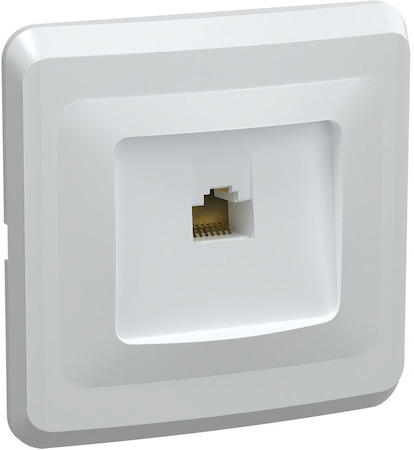 Фото IEK EKV15-K01-DM Розетка 1-местная компьютерная РК10-ВБ RJ45 Cat5e ВЕГА белый