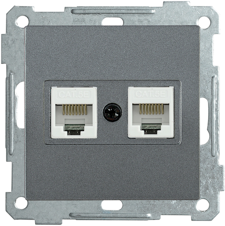 EKB25-K95 РK10-2-Б Розетка 2-ая комп. RJ45 Cat5e BOLERO антрацит IEK