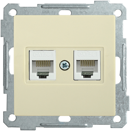 EKB25-K33 РK10-2-Б Розетка 2-ая комп. RJ45 Cat5e BOLERO кремовый IEK