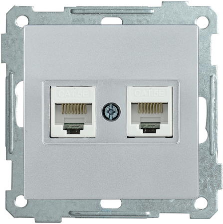 EKB25-K23 РK10-2-Б Розетка 2-ая комп. RJ45 Cat5e BOLERO серебряный IEK