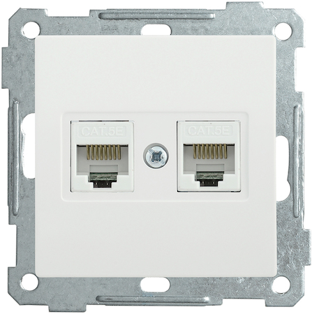 EKB25-K01 РK10-2-Б Розетка 2-ая комп. RJ45 Cat5e BOLERO белый IEK