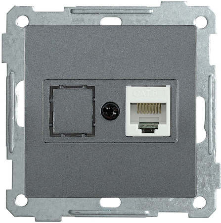 EKB15-01-K95 РK10-1-Б Розетка компьютерная RJ45 Cat5e BOLERO антрацит IEK
