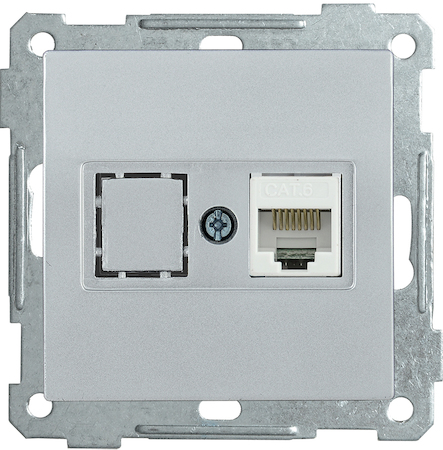 EKB15-01-K23 РK10-1-Б Розетка компьютерная RJ45 Cat5e BOLERO серебр. IEK